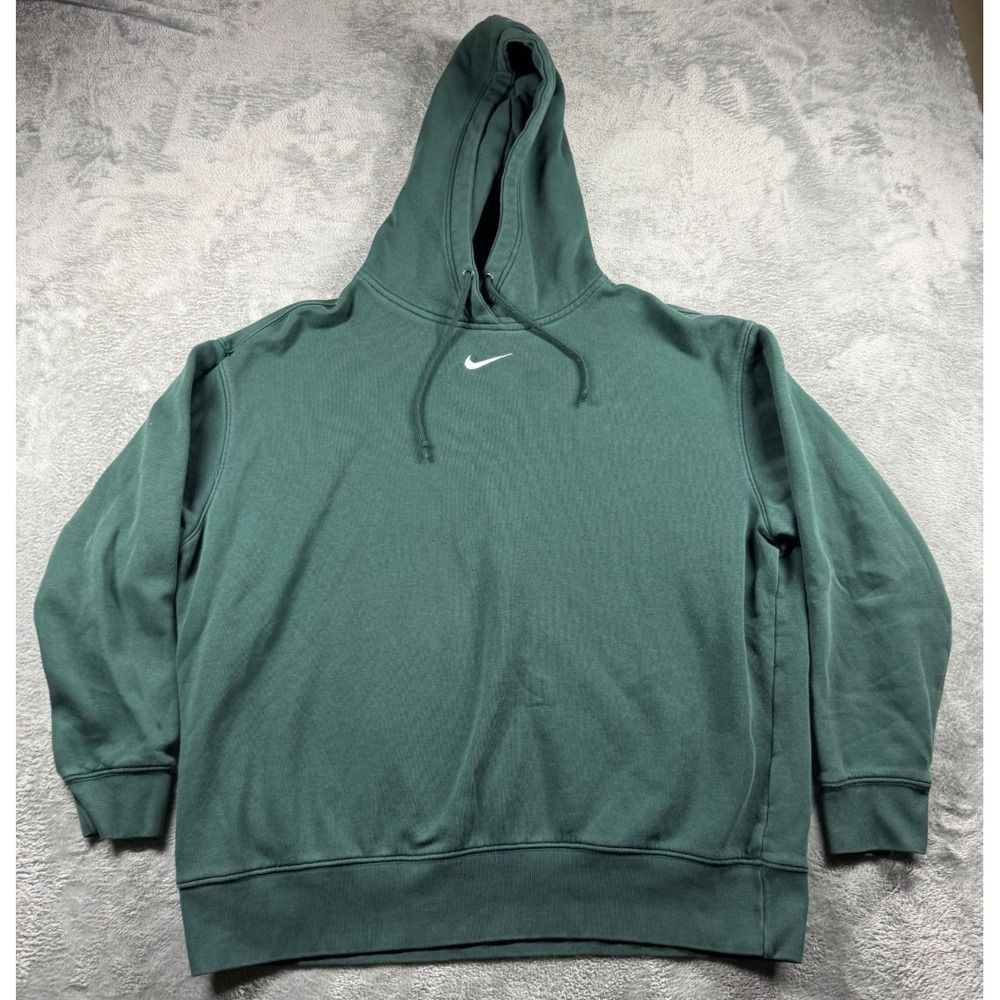 Vtg Nike Center Swoosh Hoodie Men's M Green Faded Pullover Sweatshirt